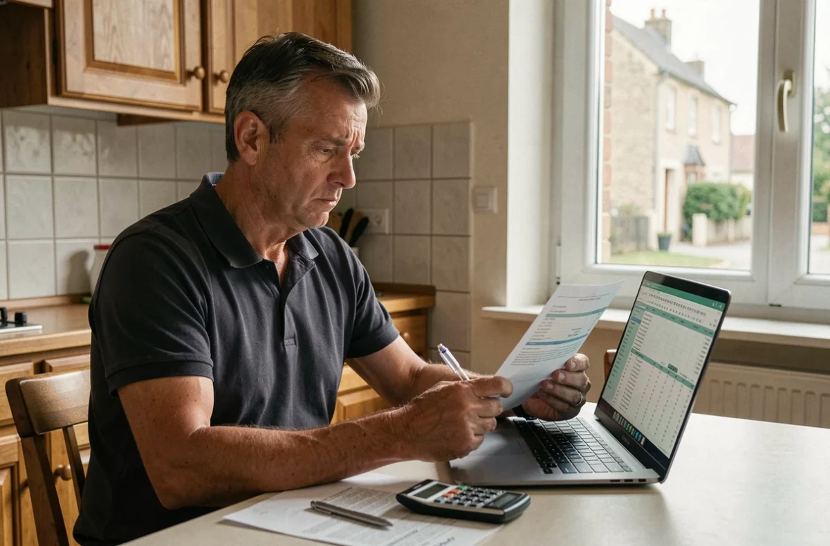Propriétaire analysant une déclaration fiscale et un tableau financier illustrant la réduction de l'abattement micro-BIC qui affaiblit la rentabilité du classement meublé