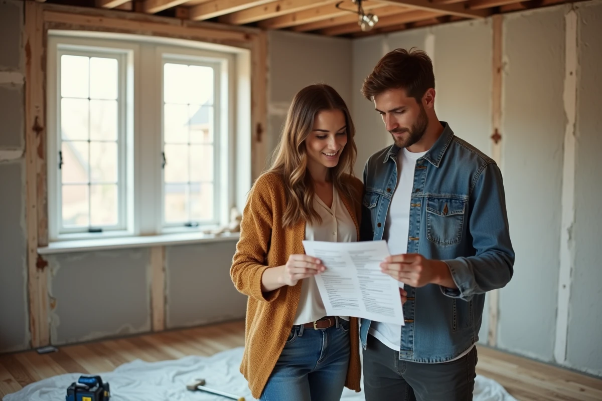 Couple vérifiant les critères d'éligibilité aux aides de l'État pour rénover leur logement