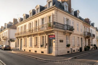 Façade d'une maison à vendre aux enchères en France