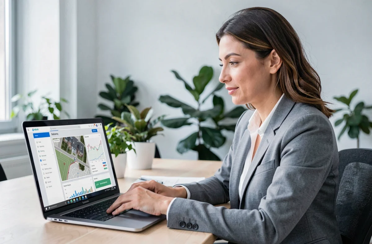 Professionnelle utilisant la plateforme Meilleurs Agents pour une estimation immobilière dans le Nord