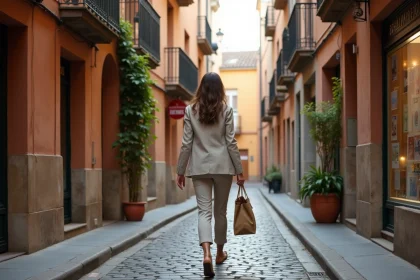 Rue pittoresque du quartier des Carmes à Toulouse avec immeubles en brique rose et agence immobilière